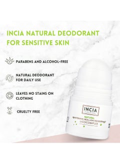 INCIA Natural Whitening Roll-On Deodorant Special Licocomplex 100% Natural, Aloe Vera & Alum, Gentle on Skin, Antibacterial, Non-Sticky, Long-Lasting Freshness, Prevents Body Odor & Dark Under arms - 50 ml  - Image 2