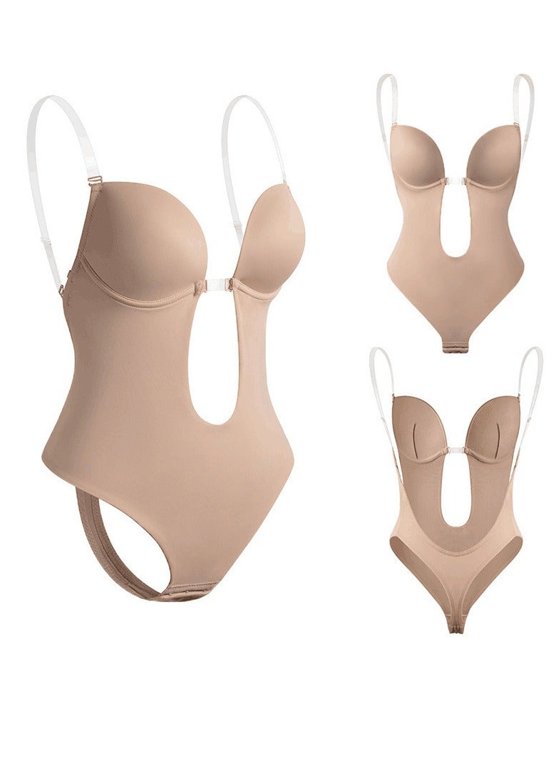 RATSAW Strapless Backless Bras for Women Bodysuit Party Dress Invisible Bra Women's Backless Bodysuits Beige  - Image 1