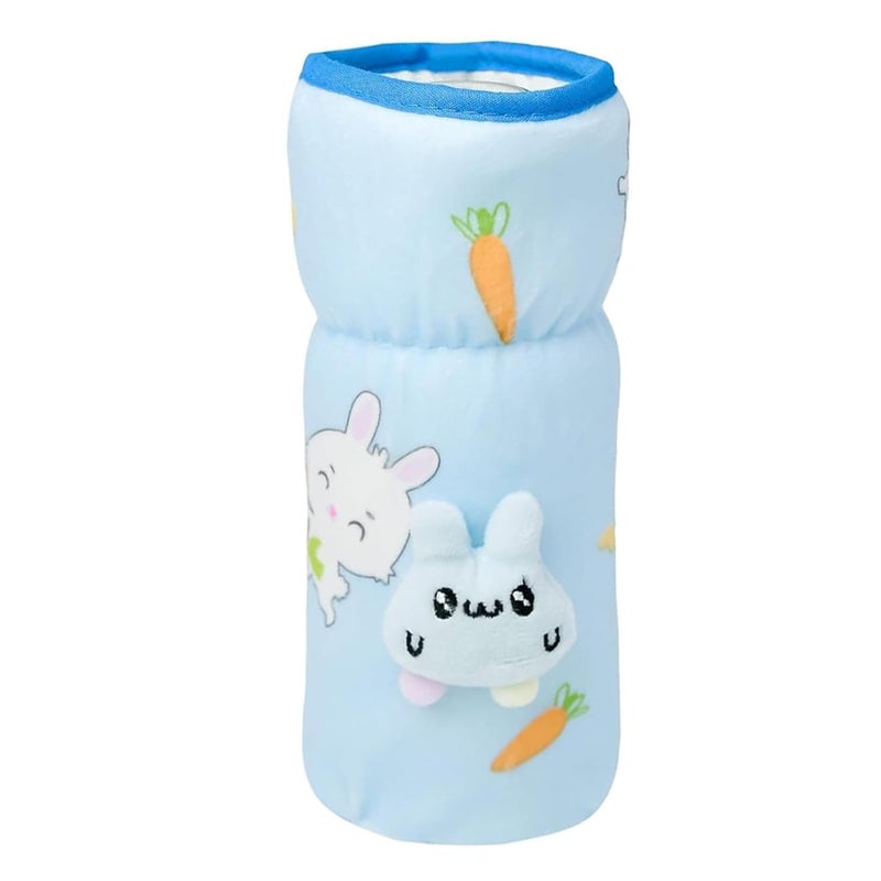 Alya The Cheeky Kidzz Pack of 2 New Born Baby Nursing Feeding Bottle Cover with Soft Stretchable Velvet Attractive Cartoon Design I Baby Milk Feeder Bottle Cover 150 ML-200 ML (Blue) (Design 511) - Image 2