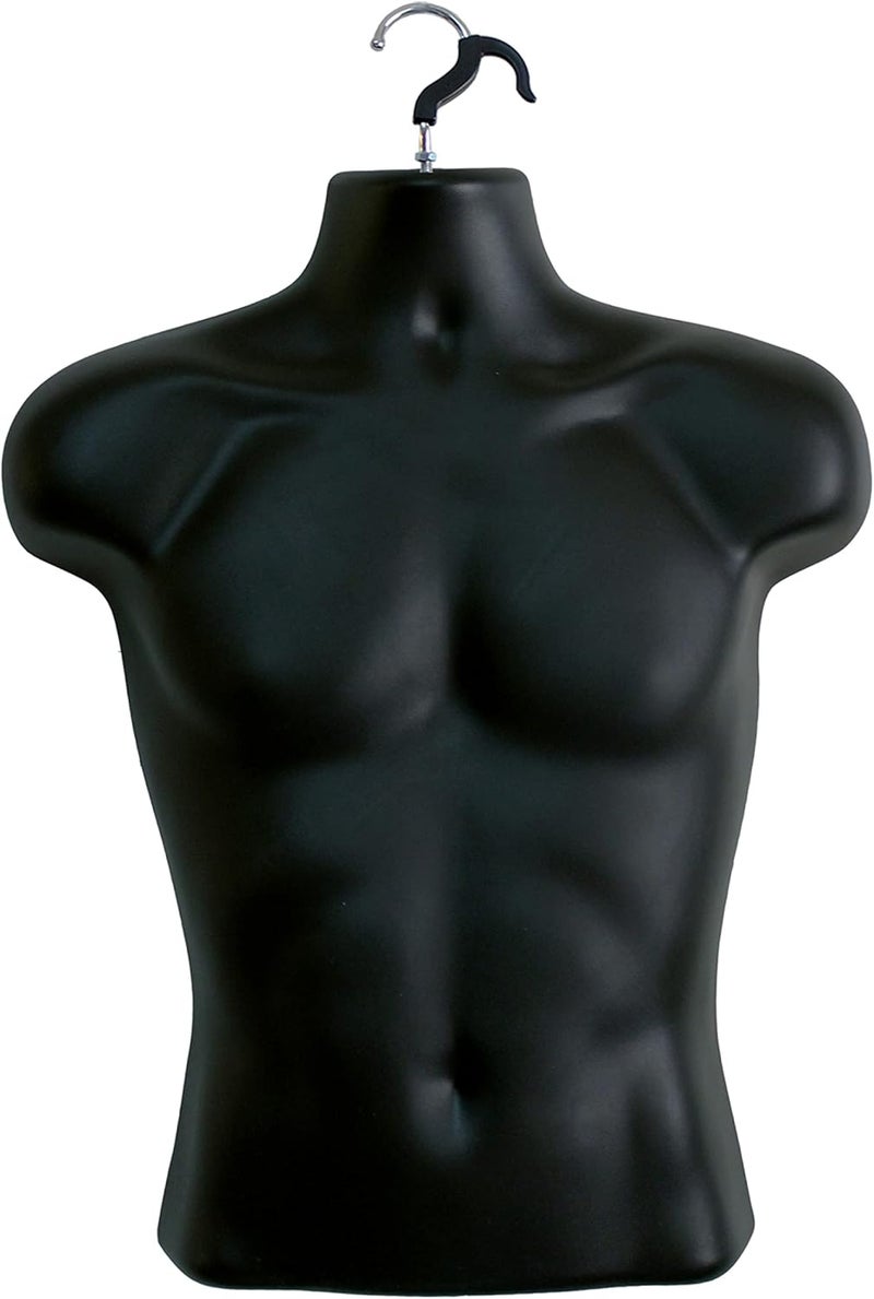 DisplayTown Male Mannequin Torso Hollow Back Body Stackable Dress Form with Hanging Hooks for Tshirt Display, Countertop, Craft Shows, Photos and Design, S-M Clothing Size (Black, Set of 5) - Image 2