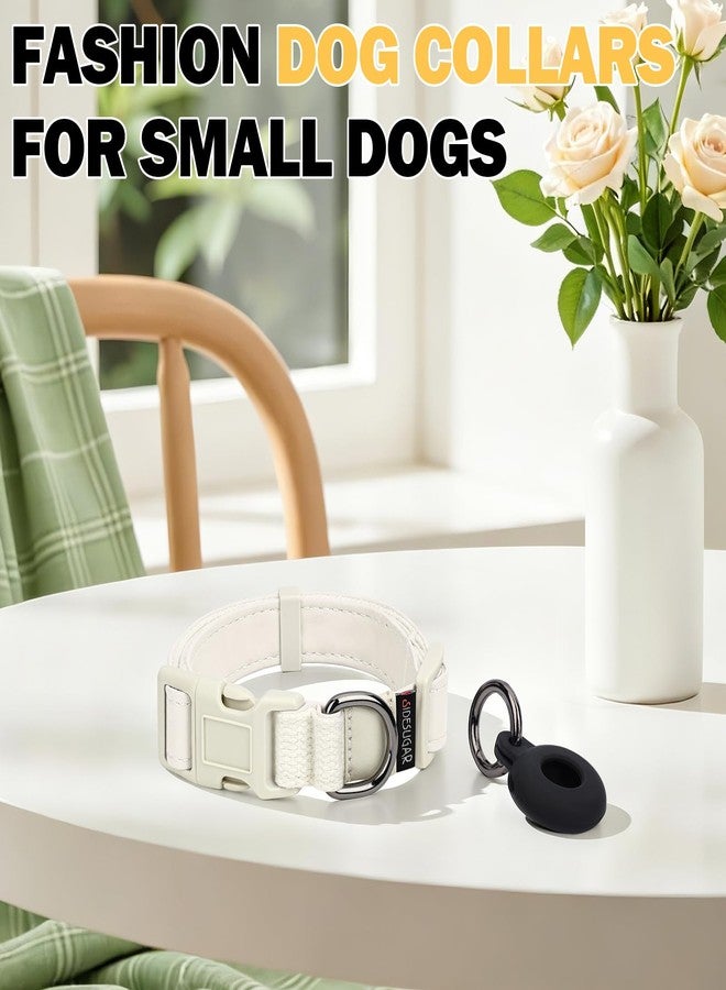 SIDESUGAR PU Leather Dog Collar with Airtag Holder Accessories Adjustable Soft Dog Collars for Small Dogs Lightweight Breathable Puppy Collar Quick Release Buckle Pet Collar Black S - Image 2