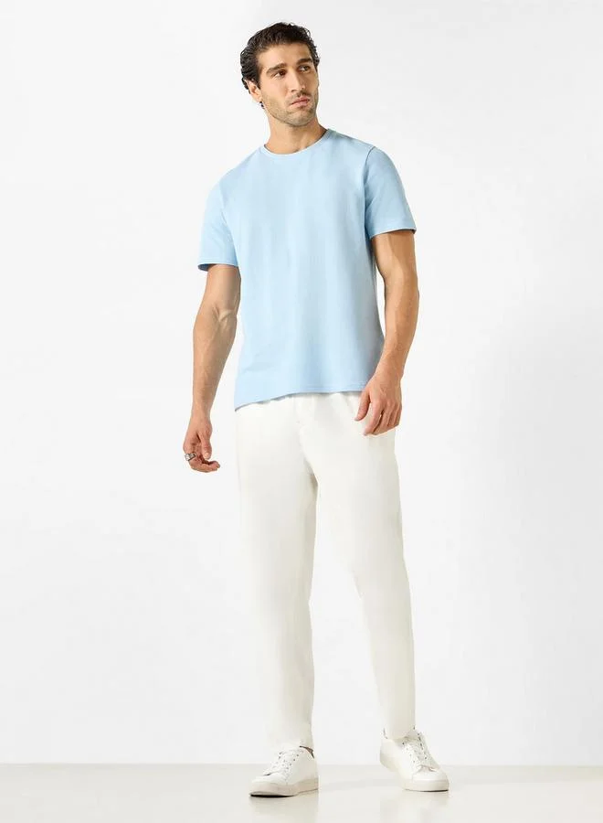 Iconic Iconic Textured Knit T-shirt with Short Sleeves