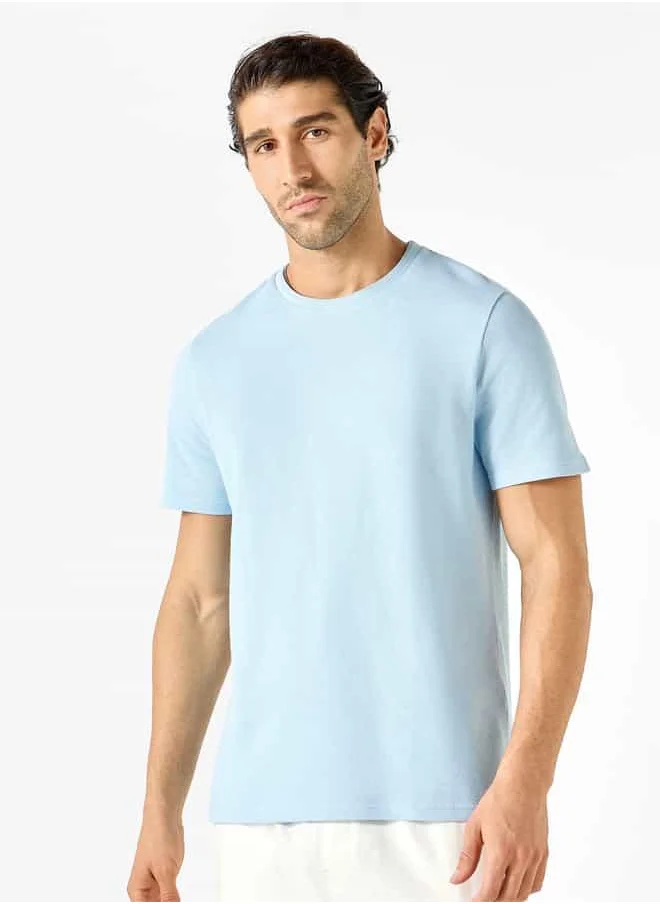 Iconic Iconic Textured Knit T-shirt with Short Sleeves