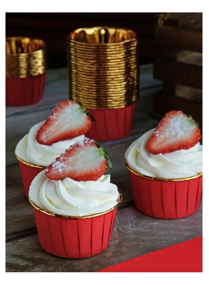 50pcs Cupcake Cups with Oilproof Baking Liners with Aluminum Foil Rims  - Image 2