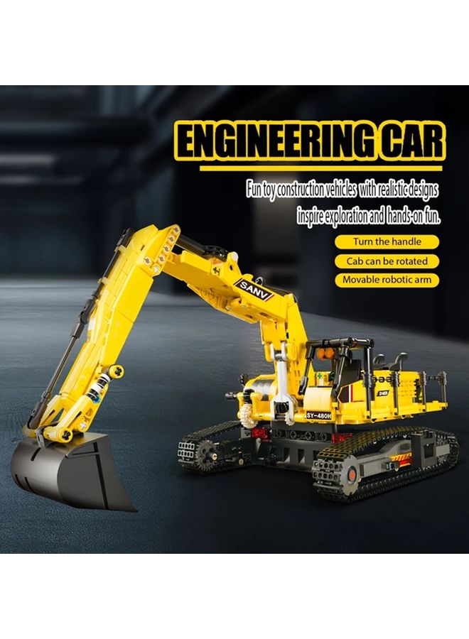 Engineering Series Building Blocks Excavator Crane Durable Plastic Construction Toy - Image 2