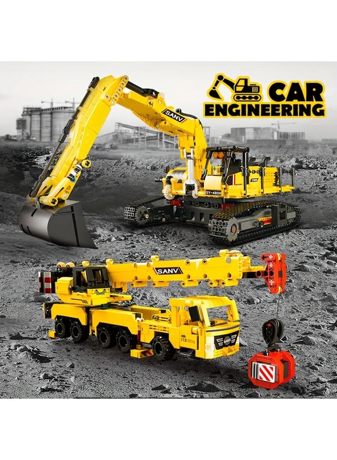 Engineering Series Building Blocks Excavator Crane Durable Plastic Construction Toy - Image 3