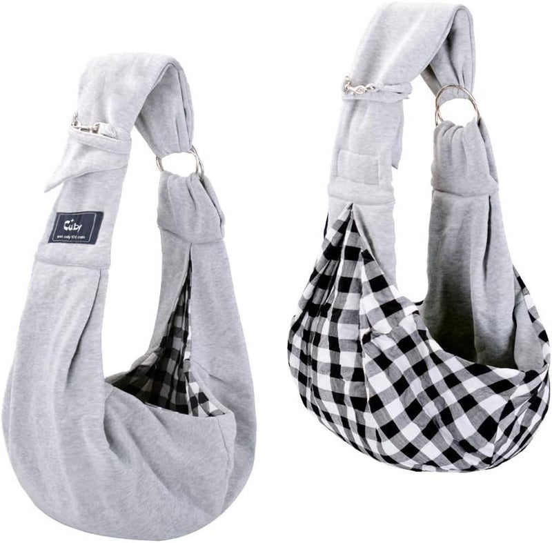 CUBY Dog and Cat Sling Carrier – Hands Free Reversible Pet Papoose Bag - Adjustable - Soft Pouch and Tote Design – Suitable for Puppy, Small Dogs, and Cats for Outdoor Travel（Grey） - Image 1