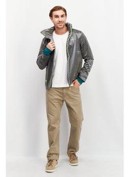 Aston Martin Men Long Sleeve Brand Logo Windbreaker Jackets, Grey Combo  - Image 4