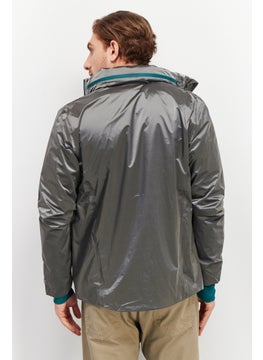 Aston Martin Men Long Sleeve Brand Logo Windbreaker Jackets, Grey Combo  - Image 2