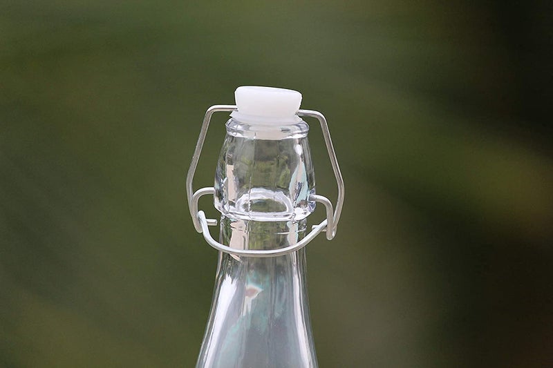 AVVIC MART Flip Top Glass Water Bottle - 1 Liter - Swing Top Water Bottle with Stopper for Beverages, Oil, Vinegar, Beer, Water, Soda, Airtight Lid & Leak Proof Cap - Clear - Pack of (4) - Image 3