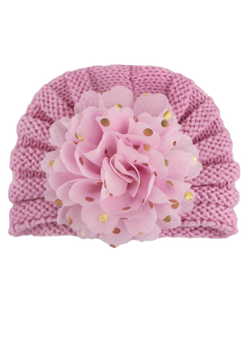Generic Newborn Baby Knitting Flowers Hats Baby Girls Toddler Infant Turban Head Cap,Pink 