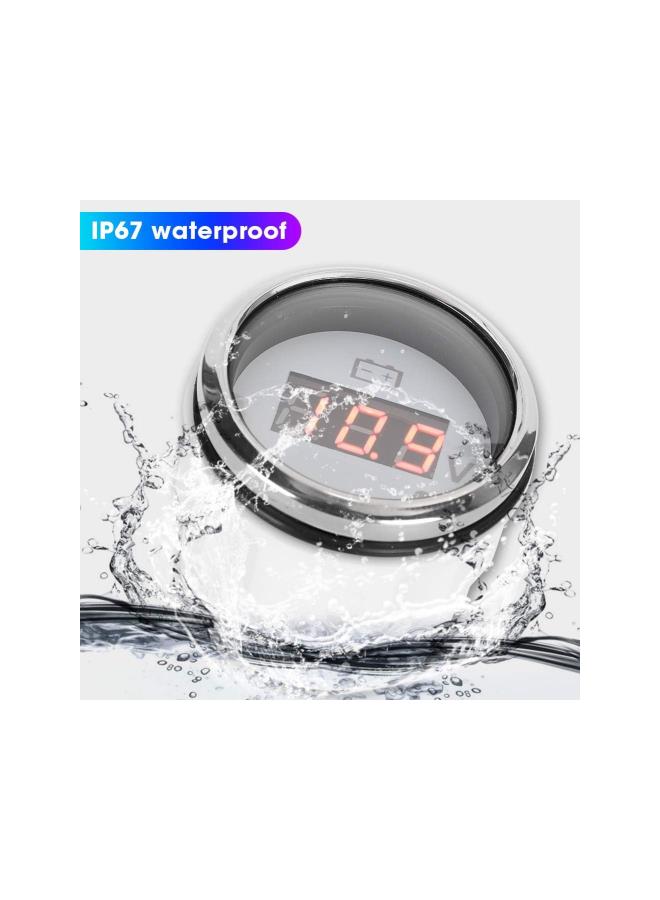 إسكدنيا مقياس فولتية بحري، مقياس جهد البطارية الرقمي المضاد للضباب، مقياس فولتية عالمي من الفولاذ المقاوم للصدأ مقاس 2 بوصة مع إنذار ذكي للسيارة والقوارب والسيارات والبحرية (أبيض) - Image 3