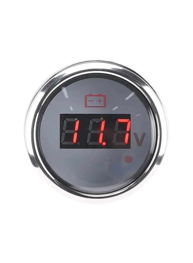 إسكدنيا مقياس فولتية بحري، مقياس جهد البطارية الرقمي المضاد للضباب، مقياس فولتية عالمي من الفولاذ المقاوم للصدأ مقاس 2 بوصة مع إنذار ذكي للسيارة والقوارب والسيارات والبحرية (أبيض) - Image 1