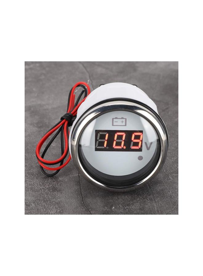 إسكدنيا مقياس فولتية بحري، مقياس جهد البطارية الرقمي المضاد للضباب، مقياس فولتية عالمي من الفولاذ المقاوم للصدأ مقاس 2 بوصة مع إنذار ذكي للسيارة والقوارب والسيارات والبحرية (أبيض) - Image 5