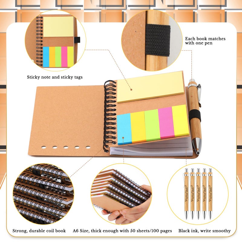 Jetec 12 Sets Inspirational Notebooks Bulk Christmas Employee Appreciation Gifts Spiral Notebook with Sticky Notepad Bamboo Pens for Xmas Thanksgiving Coworker Student Nurse Staff (Team) - Image 3