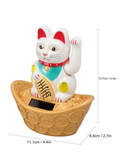 KASTWAVE Waving Cat, Solar Powered Cute Waving Cat Good Luck Wealth Cats Home Ornaments Car Decor Feng Shui Decoration Lucky Meaning Chinese Culture for Fortune Money, Fengshui Lucky Cat Swinging Arm (White)  - Image 2