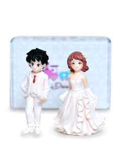 iDream iDream Bride and Groom Wedding Statue, Creative Resin Figurines, Sweet and Funny Couple Decoration, Unique Wedding Decor, Bride and Groom Character Figurine for Newlyweds and Gifts (White)  - Image 4