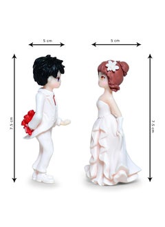 iDream iDream Bride and Groom Wedding Statue, Creative Resin Figurines, Sweet and Funny Couple Decoration, Unique Wedding Decor, Bride and Groom Character Figurine for Newlyweds and Gifts (White)  - Image 3