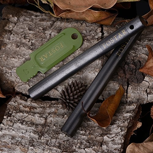 FOSTAR 2PCS Upgrade Ferro Rod Flint Fire Starter, 1/2 Inch X 5 Inch Thick Fire Steel Rod with a Scraper Drilled A Lanyard Hole Perfect for Camping, Hiking, Survival - Image 4