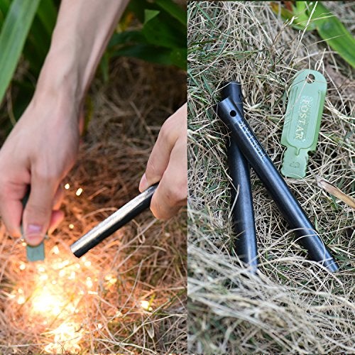 FOSTAR 2PCS Upgrade Ferro Rod Flint Fire Starter, 1/2 Inch X 5 Inch Thick Fire Steel Rod with a Scraper Drilled A Lanyard Hole Perfect for Camping, Hiking, Survival - Image 5