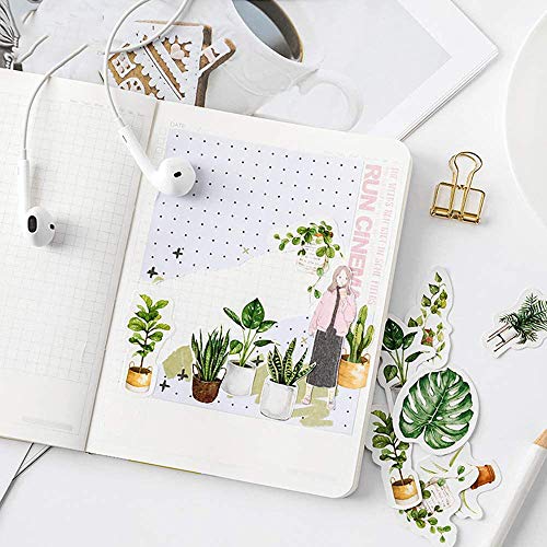 Doraking Mini Size Laptop Stickers, 45pcs Doraking DIY Decoration Green Plants Stickers for Laptop Planners Scrapbook Suitcase Diary Notebooks Album, Dimension Less 44mm Including Repeat(Green Life) - Image 4
