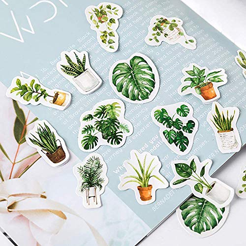 Doraking Mini Size Laptop Stickers, 45pcs Doraking DIY Decoration Green Plants Stickers for Laptop Planners Scrapbook Suitcase Diary Notebooks Album, Dimension Less 44mm Including Repeat(Green Life) - Image 3