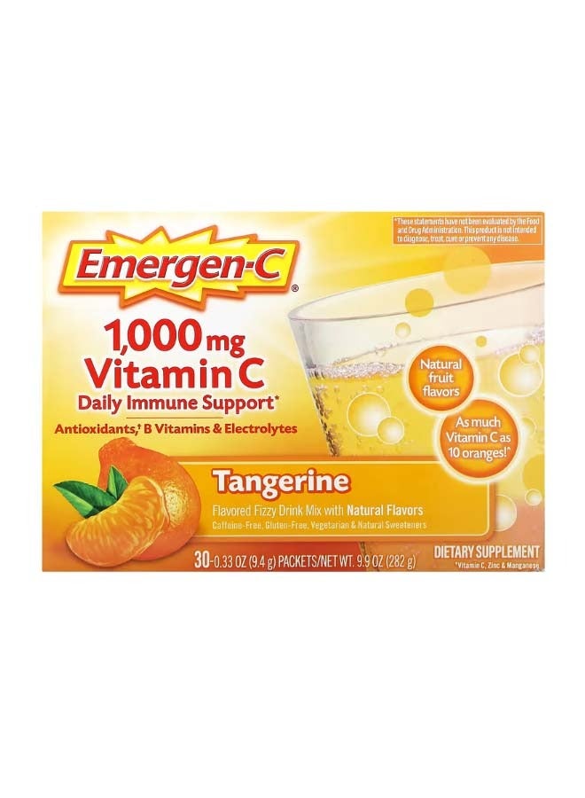 Emergen-C Vitamin C Flavored Fizzy Drink Mix Tangerine 1000 mg 30 Packets 0.33 oz 9.4 g Each - Image 1