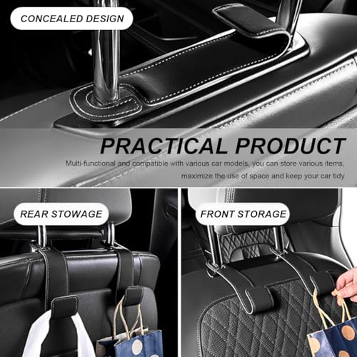 FSTURIOS 2 PCS Car Seat Headrest Hooks, Microfiber Leather Hanger Holder Hook for Hanging Purse and Bag, Universal Vehicle Back Seat Organizer Hook for Grocery Bag Handbag Coat (Black) - Image 5