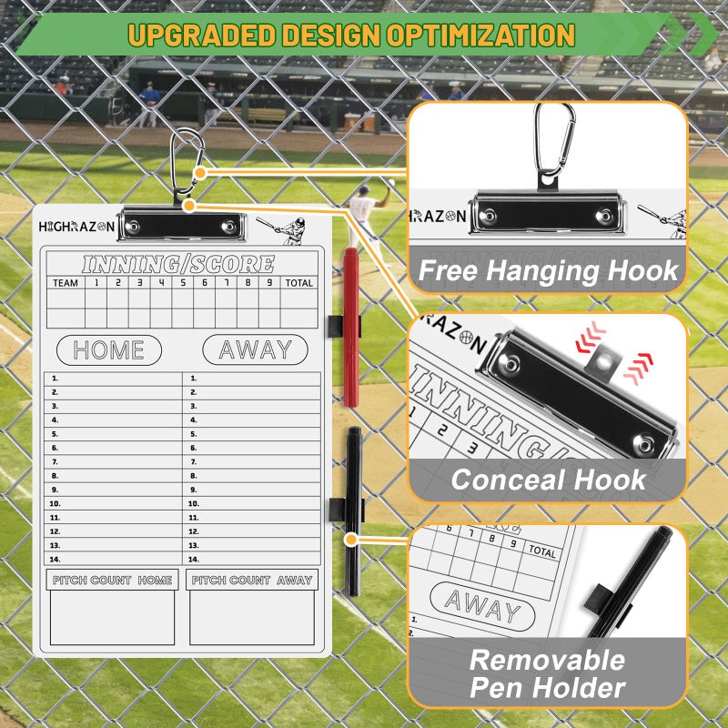 HIGHRAZON Baseball Coaches Clipboard, White Double-Sided Dry Erase Coach Clipboard, Softball Whiteboard for Coaches, Lineup White Board with Marker for Coaches Gift - Image 5