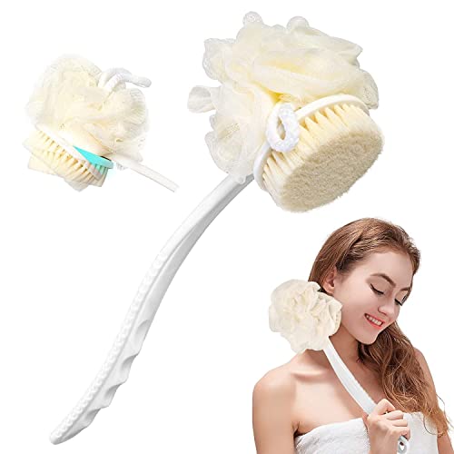 MOROVIK 2 IN 1 Back Body Bath Brush with Bristles and Loofah Back Scrubber with Curved Long Handled for Skin Exfoliating Bath, Massage Bristles Suitable for Wet or Dry, Men and Women(Multi) (A4) - Image 1