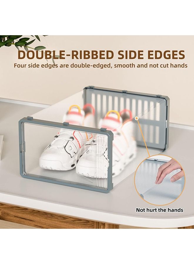 Arabest 6 Pack Shoe Organizer, Clear Plastic Stackable Shoe Storage, Multifunctional Shoe Box, Universal Shoe Storage Boxes For Men And Women 33X23X14 Cm - Image 5