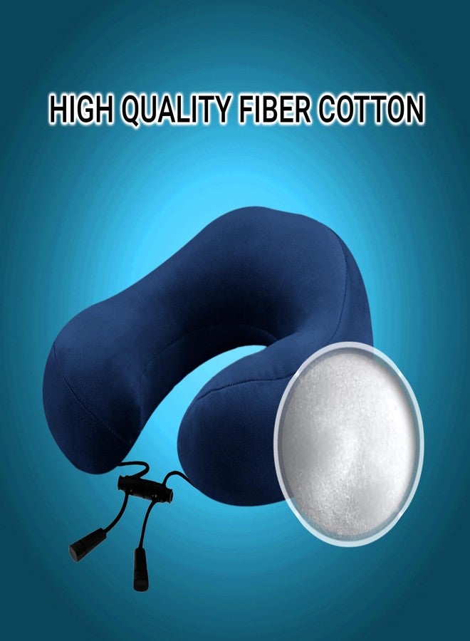 GREELI Super Soft Fiber Filled Neck Pillow for Travel Combo with Premium Eye Mask Neck Rest Pillow with 5 Years Warranty (Navy Blue with Eye MASK) - Image 4