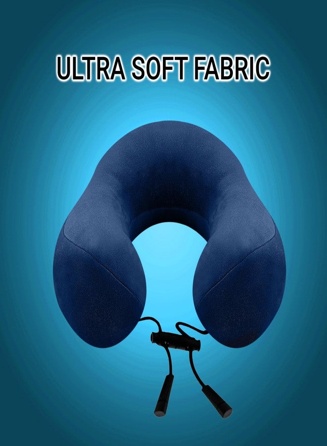 GREELI Super Soft Fiber Filled Neck Pillow for Travel Combo with Premium Eye Mask Neck Rest Pillow with 5 Years Warranty (Navy Blue with Eye MASK) - Image 3