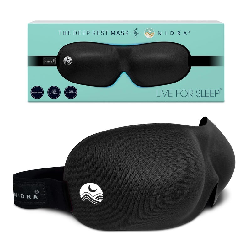 Nidra Sleep Mask for Men Women, Black 3D Blackout Sleeping Mask, Contoured Eye Mask for Lash Extensions, Side Sleepers Eye Cover, Zero Eye Pressure, Travel Eye Shades, Night Blindfolded for Deep Sleep - Image 1