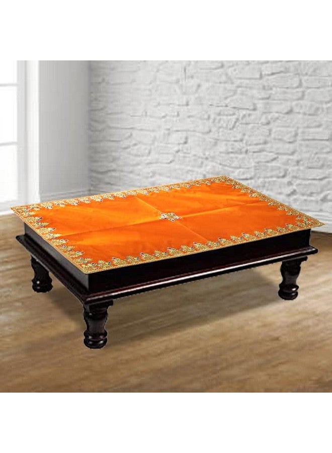 Shoppersduniya Orange Velvet Designer Aasan Pooja Cloth Mat Mandir Temple Home Office Base Chowki 81 x 46 cm - Image 4