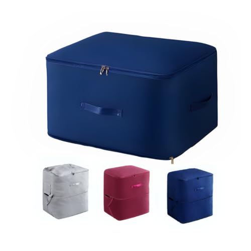 MBW Clothes Organizer Storage Box Dustproof Moisture-proof Storage Bag | Ultra Space Saving Self Compression Organizer Folding Bag for Wardrobe Saree Shirts Blankets Storage (Navy Blue, Pack of 2) - Image 2