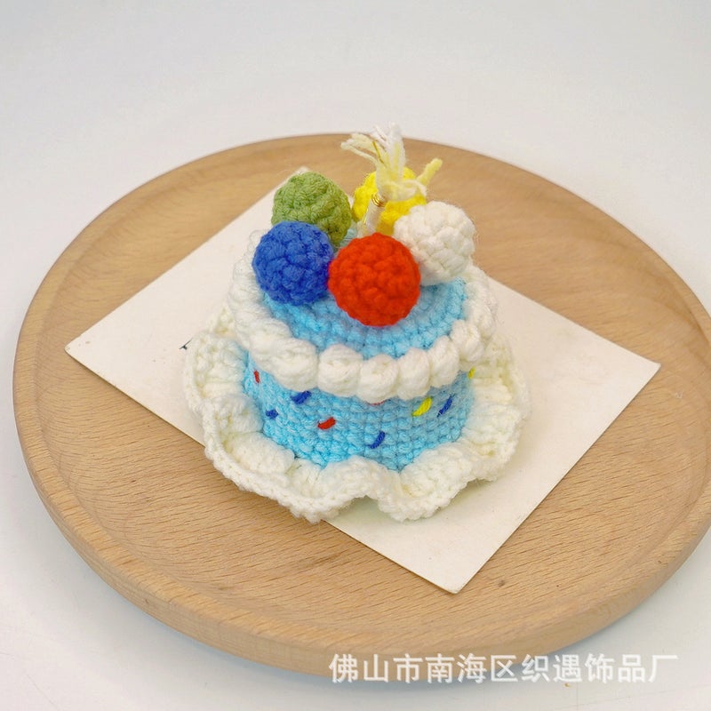 Generic Princess Sweet Birthday Yarn Hat Hairpin Handmade Balloon cake: hat only (without hairpin)