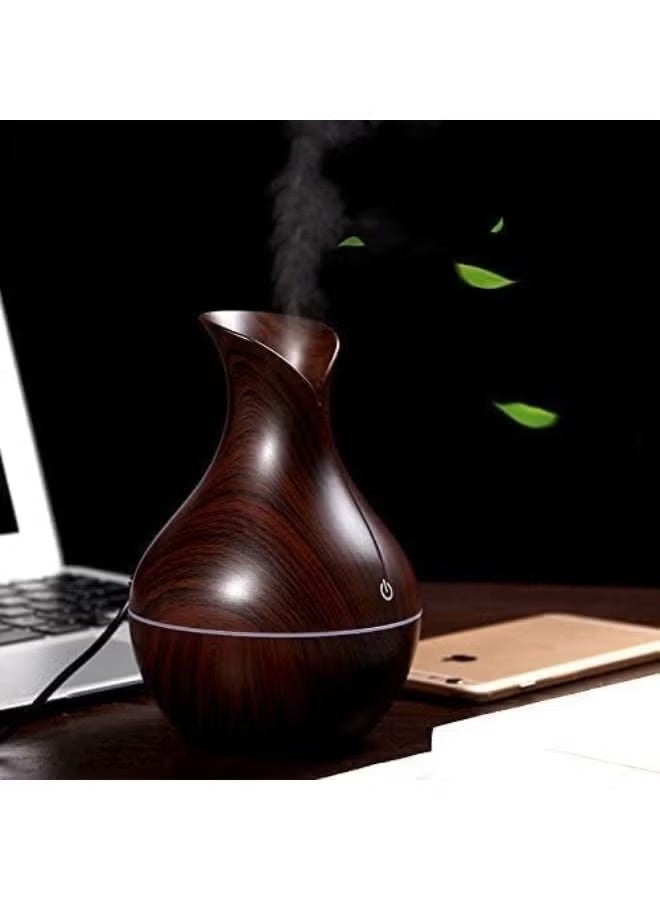 مرطب هواء وفواحة عطرية USB – تصميم خشب عصري_ اللون بني غامق - Image 4