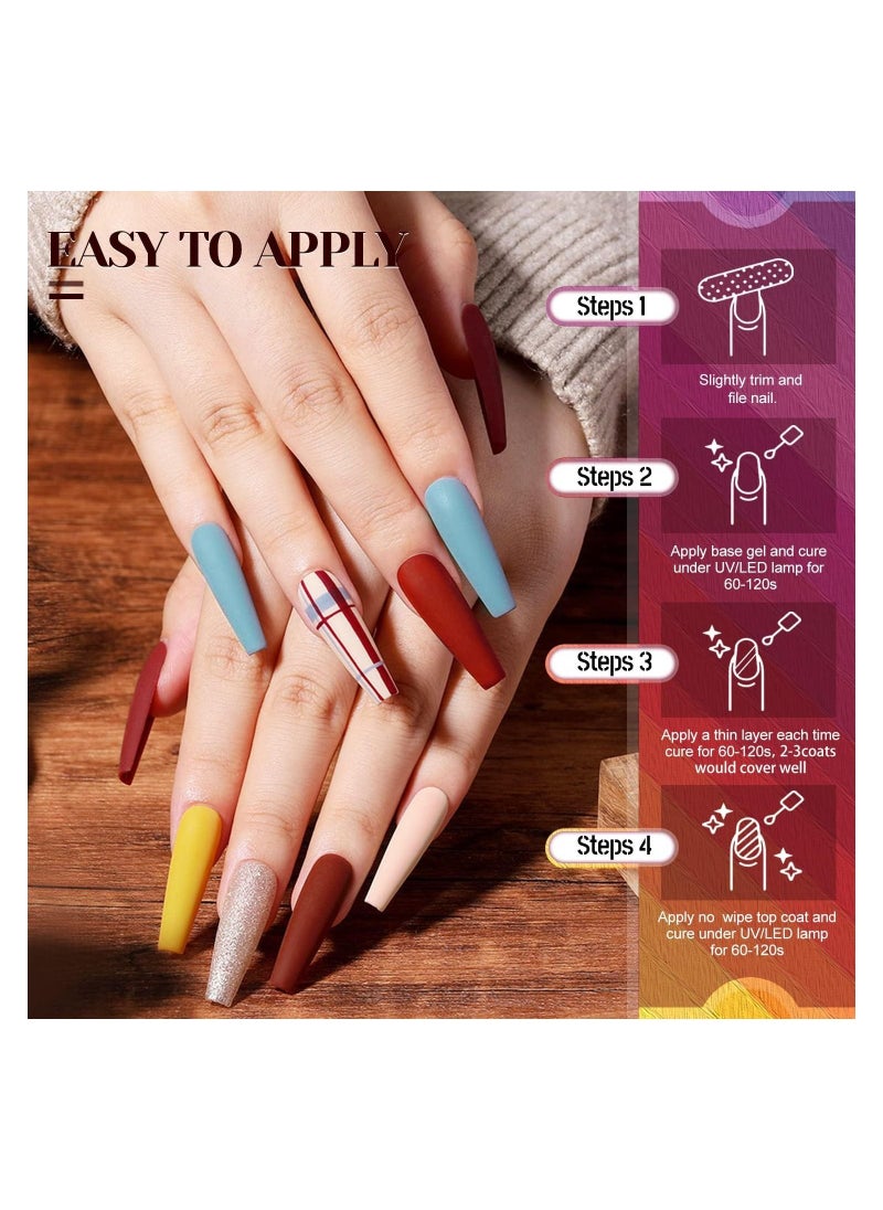 ORiTi - Gel Nail Polish Set 20+4 PCS Nude Brown Pink Grey Colors Soak Off Neutral Skin Tone Starter Kit with Glossy Matte Top Base Coat For Nail Art Salon Gifts for Women  #2 - Image 1