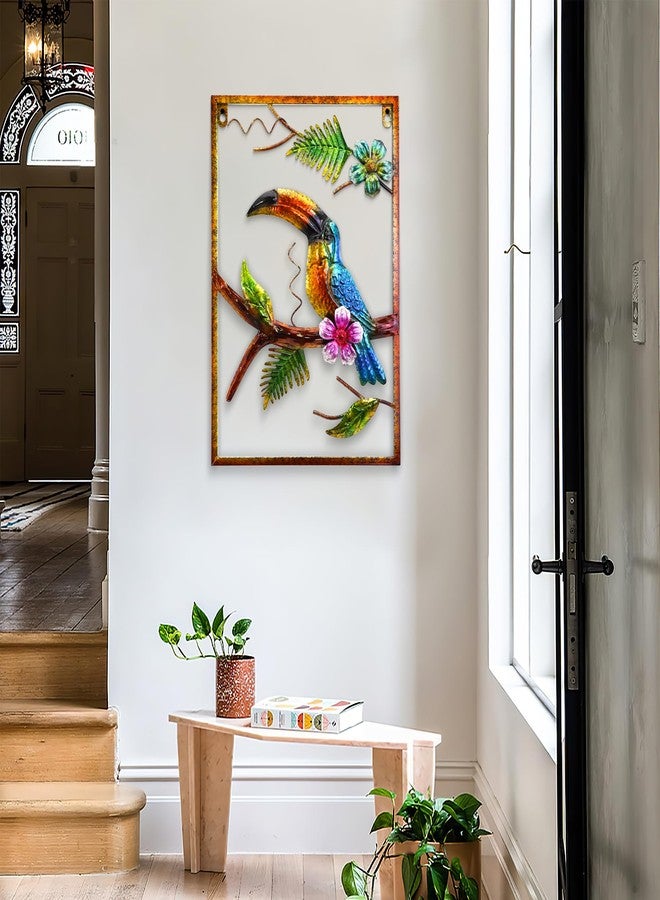 J-Fly Toucan Large Metal Wall Art Tropical Decorations Hand-painted Wall Decor for Garden Fence Bedroom Living Room Indoor Outdoor Decor 18 Inches, Valentine Decoration Gifts - Image 4