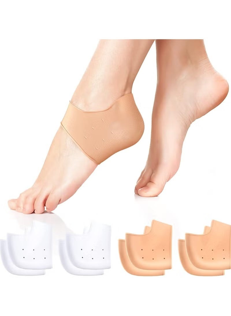 8PCS Plantar Fasciitis Inserts Pads,Gel Heel Cushion,Silicone Heel Protectors,Heel Guards & Heel Cups to Repair Dry Cracked Heel and Reduce Pains of Plantar Fasciitis,Heel Sore - Image 1