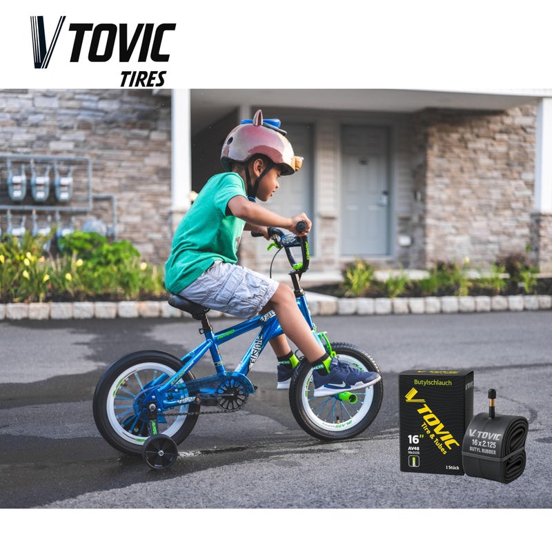 V-Tovic Tires 16x2.125 Inner Tube – 16 Inch Bicycle Tire Tube with AV48 Schrader Valve, Butyl Rubber Replacement for City, Road, Mountain & Kids Bikes – Durable & Puncture-Resistant - Image 4