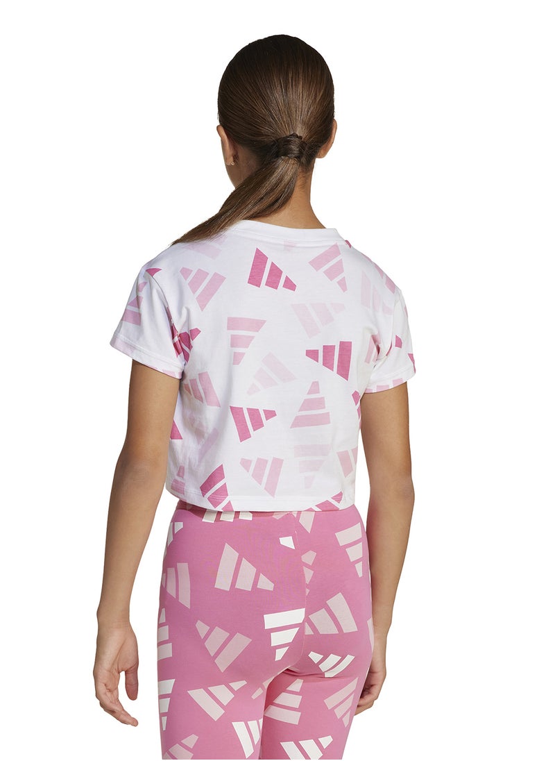 Adidas - Youth Seasonal Essentials Logo Celebration Crop T-Shirt - Image 1