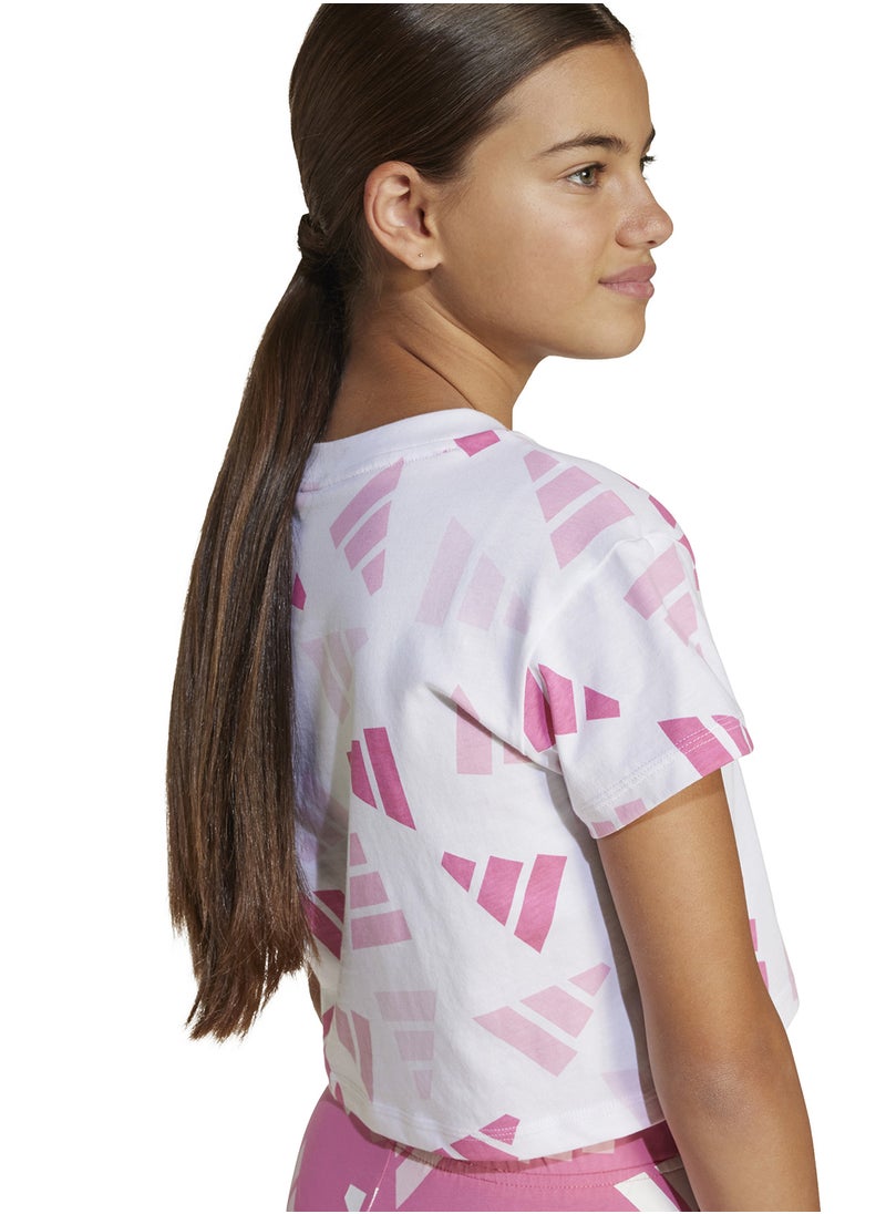 Adidas - Youth Seasonal Essentials Logo Celebration Crop T-Shirt - Image 1