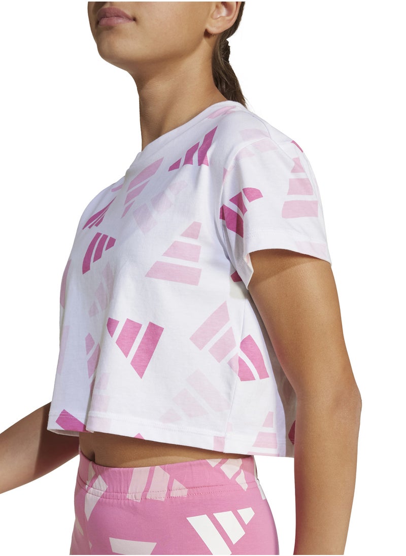 Adidas - Youth Seasonal Essentials Logo Celebration Crop T-Shirt - Image 1