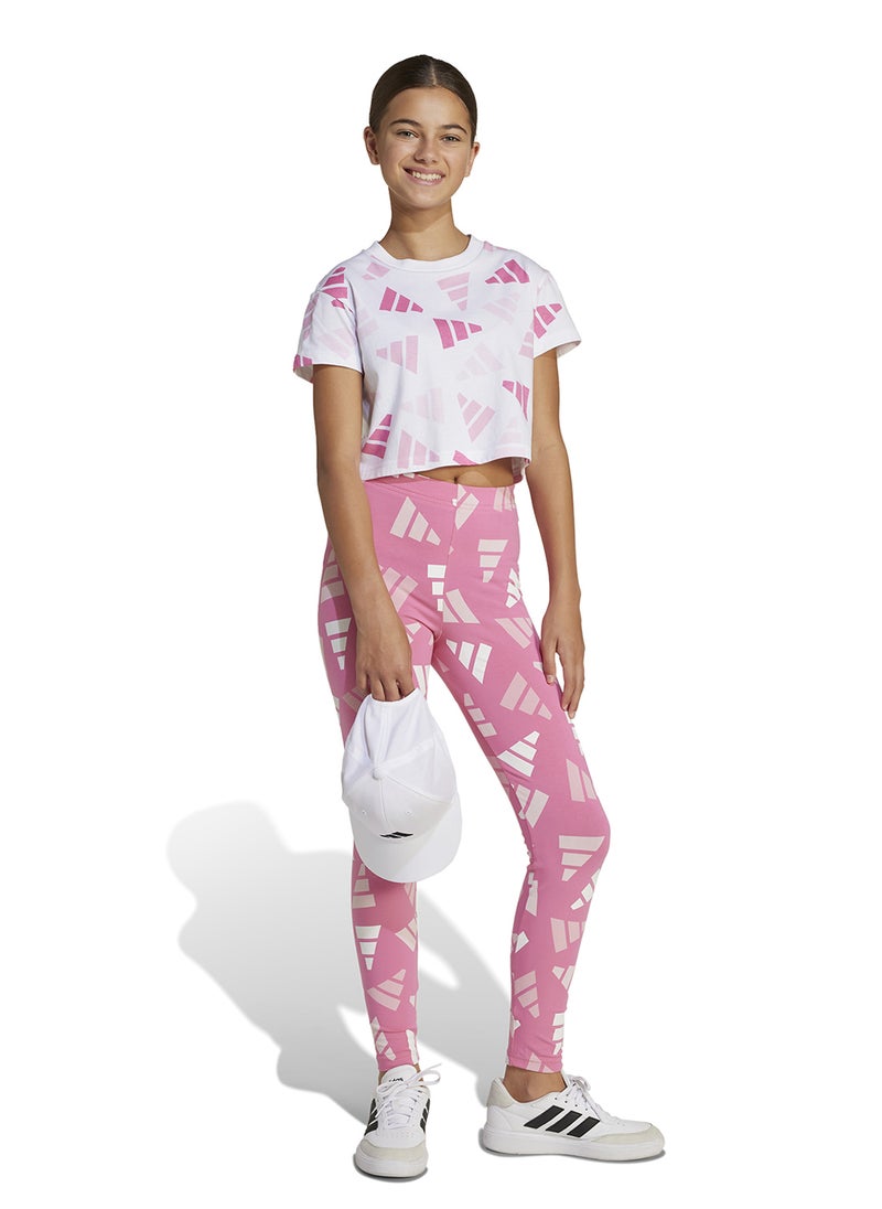 Adidas - Youth Seasonal Essentials Logo Celebration Crop T-Shirt - Image 1