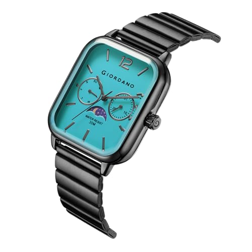 Giordano Classic Square Analog Watch for Men with Moon Phase Display and Stainless Steel Strap - Image 4