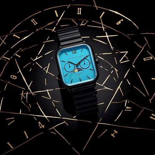 Giordano Classic Square Analog Watch for Men with Moon Phase Display and Stainless Steel Strap - Image 3
