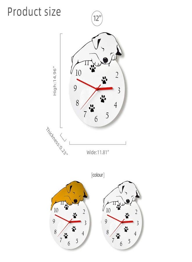 KOLYMAX 3D Cute Wall Clock Non-Ticking Silent Kids Room Decorative Clock with Unique Lovely Cartoon Shape - Puppy Dog 12inch (Gold) - Image 4