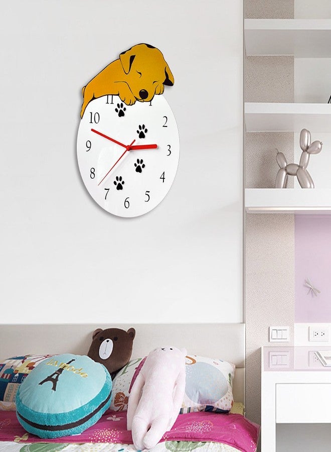 KOLYMAX 3D Cute Wall Clock Non-Ticking Silent Kids Room Decorative Clock with Unique Lovely Cartoon Shape - Puppy Dog 12inch (Gold) - Image 2